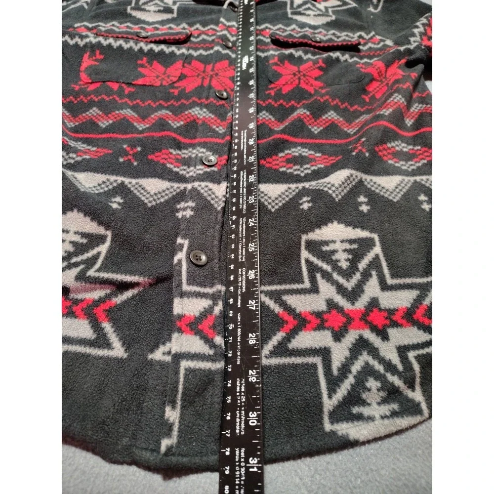 Chaps Shacket‎ Mens M Black/Red/Gray Aztec Flannel Southwestern Outdoor Fireside